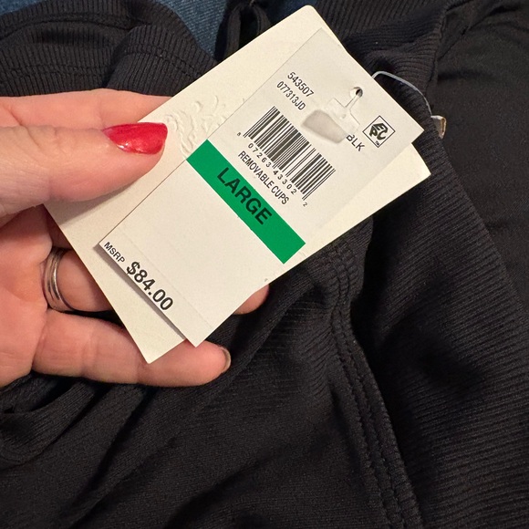 BECCA by Rebecca Virtue Black Ribbed Tankini Swim Top Removable Cups NWT L - Picture 4 of 4